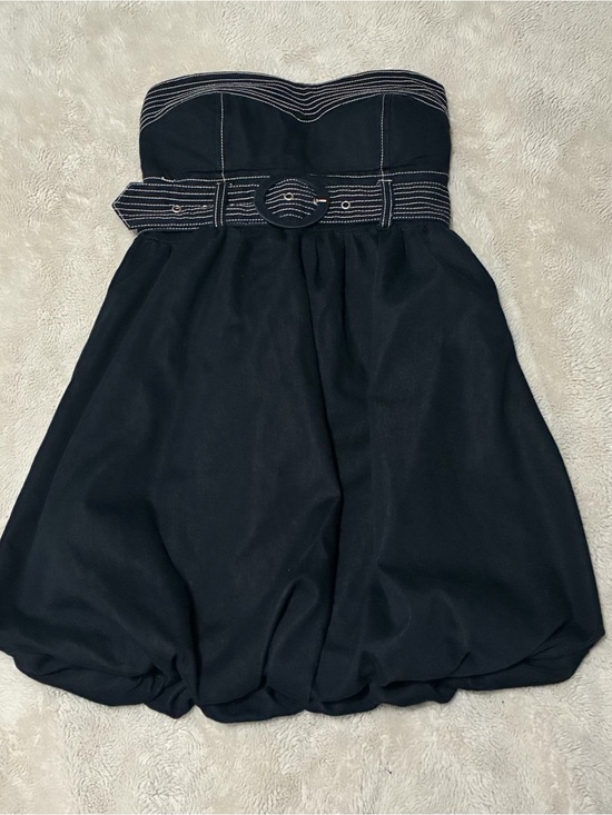 Seductions Dresses & Skirts - Black Strapless Bubble Mini Dress with Contrasting Belt